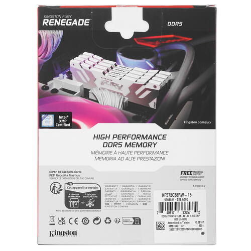 Купить Оперативная память Kingston Fury Renegade White [KF572C38RW-16] 16 ГБ  5406036. Характеристики, отзывы и цены в Донецке