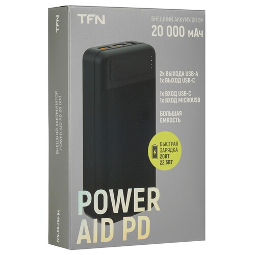 Купить Портативный аккумулятор TFN PowerAid PD черный  5000392. Характеристики, отзывы и цены в Донецке