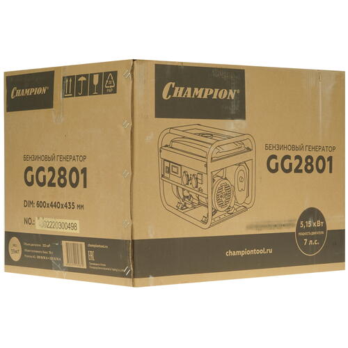 Купить Электрогенератор   бензиновый Champion GG2801  5370315. Характеристики, отзывы и цены в Донецке