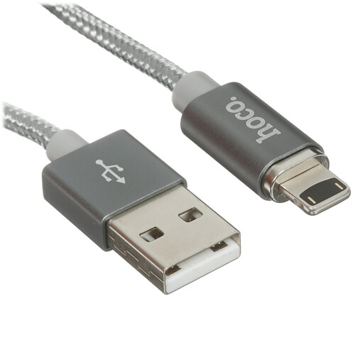 Купить Кабель круглый Hoco Lightning 8-pin - USB 2.0 Type-A серый 1 м  5474952. Характеристики, отзывы и цены в Донецке