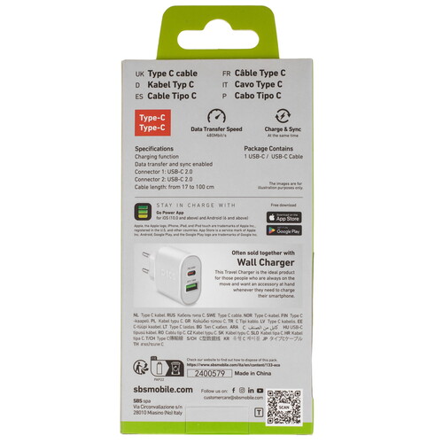 Купить Кабель витой SBS USB Type-C - USB Type-C белый 1 м  5617430. Характеристики, отзывы и цены в Донецке
