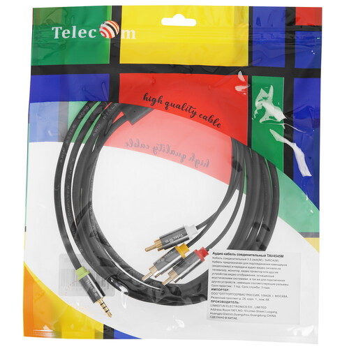 Купить Кабель   Telecom jack 3.5 мм - 3RCA черный  5602582. Характеристики, отзывы и цены в Донецке