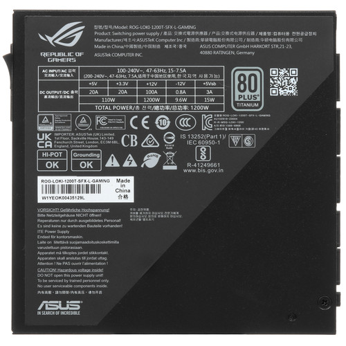 Купить Блок питания ASUS ROG-LOKI-1200T-SFX-L-GAMING [90YE00N0-B0NA00] черный  5620043. Характеристики, отзывы и цены в Донецке