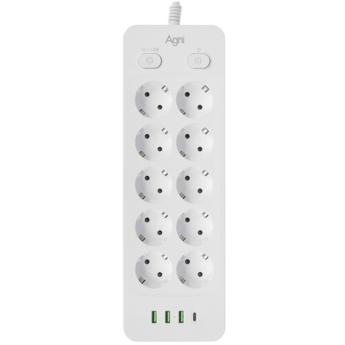 Купить Сетевой фильтр AGNI TP-FO4U10E-C белый  9289337. Характеристики, отзывы и цены в Донецке