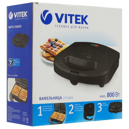 Купить Вафельница VITEK VT-2624 черный  5607182. Характеристики, отзывы и цены в Донецке