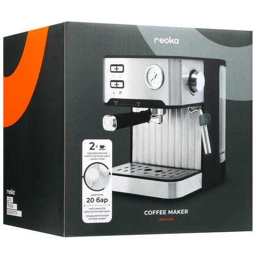 Купить Кофеварка рожковая Reoka RKEM-200 серебристый  5051565. Характеристики, отзывы и цены в Донецке