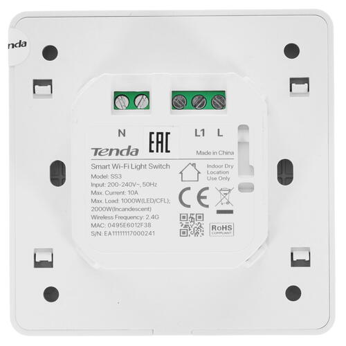 Купить Умный выключатель Tenda SS3  5352006. Характеристики, отзывы и цены в Донецке