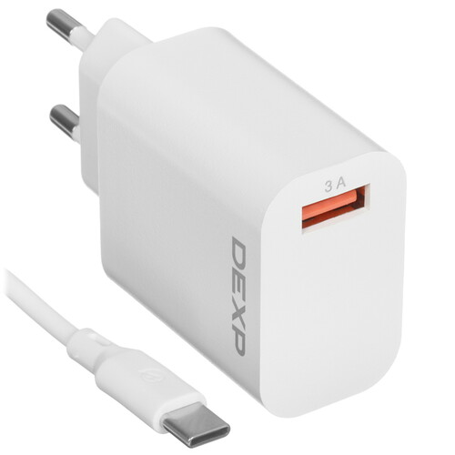Купить Сетевое зарядное устройство DEXP CW15A белый  9149648. Характеристики, отзывы и цены в Донецке