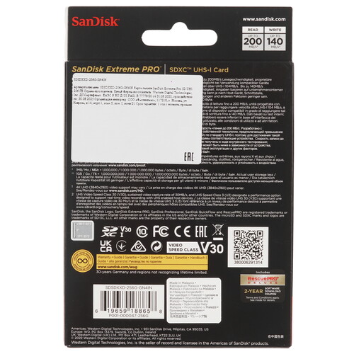 Купить Карта памяти SanDisk Extreme Pro SDXC 256 ГБ  9102929. Характеристики, отзывы и цены в Донецке