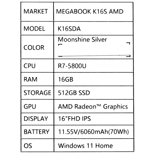 Купить 16" Ноутбук Tecno Megabook K16S серебристый  5483447. Характеристики, отзывы и цены в Донецке