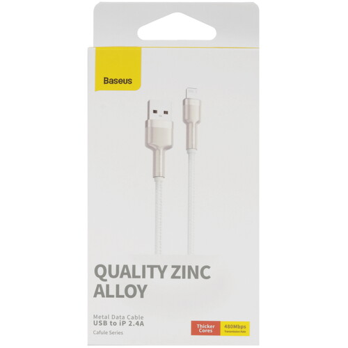 Купить Кабель круглый Baseus Lightning 8-pin - USB 2.0 Type-A белый 2 м  9260686. Характеристики, отзывы и цены в Донецке