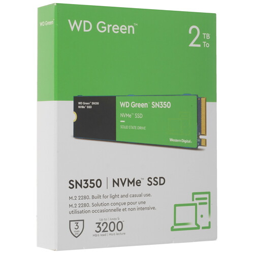 Купить 2000 ГБ M.2 NVMe накопитель WD Green SN350  5068419. Характеристики, отзывы и цены в Донецке