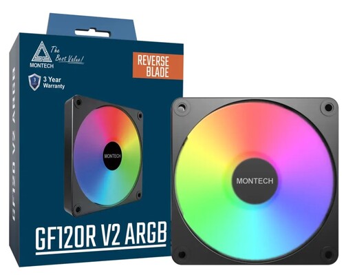 Купить Реверсный вентилятор Montech GF120R V2 ARGB  черный  5633036. Характеристики, отзывы и цены в Донецке