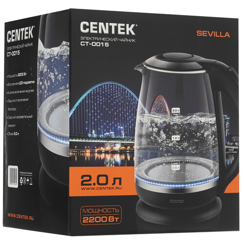 Купить Электрочайник Centek CT-0015 черный  8144182. Характеристики, отзывы и цены в Донецке