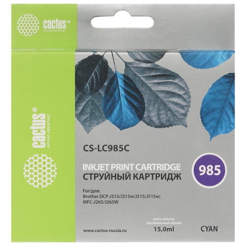 Купить Картридж Cactus CS-LC985C голубой  7974973. Характеристики, отзывы и цены в Донецке