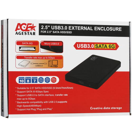Купить 2.5" Внешний бокс AgeStar 3UB2P2  5337552. Характеристики, отзывы и цены в Донецке