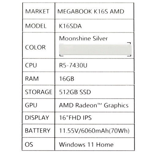 Купить 16" Ноутбук Tecno Megabook K16S серебристый  5499110. Характеристики, отзывы и цены в Донецке