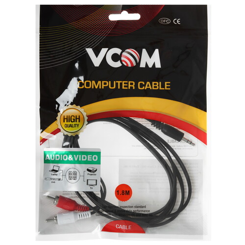 Купить Кабель   VCOM jack 3.5 мм - 2RCA черный  5602685. Характеристики, отзывы и цены в Донецке