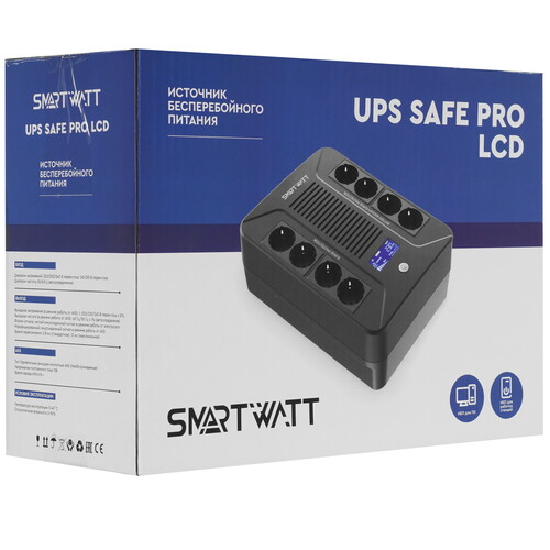 Купить ИБП SMARTWATT UPS SAFE PRO LCD 600  9095414. Характеристики, отзывы и цены в Донецке