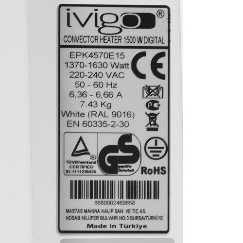 Купить Конвектор iVigo EPK4570E15  9935432. Характеристики, отзывы и цены в Донецке