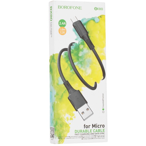 Купить Кабель круглый Borofone micro USB - USB 2.0 Type-A черный 1 м  9244401. Характеристики, отзывы и цены в Донецке