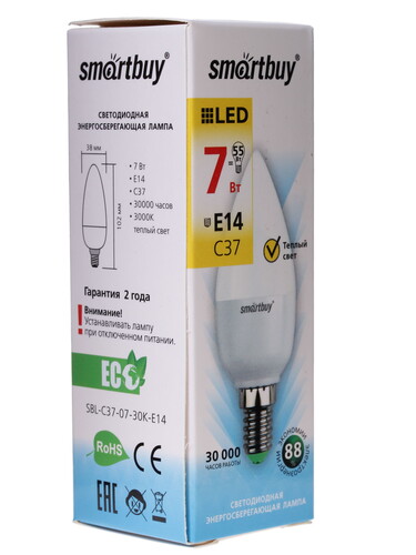 Купить Лампа светодиодная Smartbuy C37-07W/3000/E14  1013590. Характеристики, отзывы и цены в Донецке