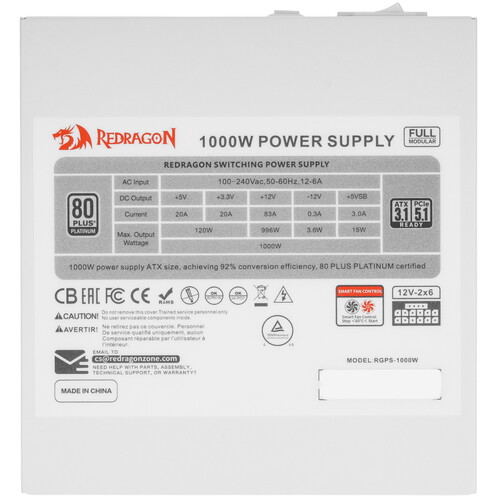 Купить Блок питания Redragon RGPS-1000W [71812] белый  9231231. Характеристики, отзывы и цены в Донецке