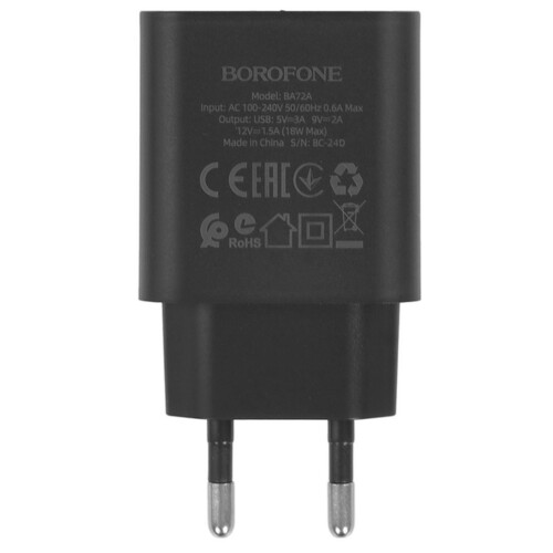 Купить Сетевое зарядное устройство Borofone BA72A черный  5474822. Характеристики, отзывы и цены в Донецке