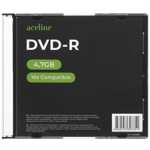 Купить DVD-диск Aceline DVD-R, 4.7 ГБ, Slim Case, 16x, 1 шт  5454988. Характеристики, отзывы и цены в Донецке