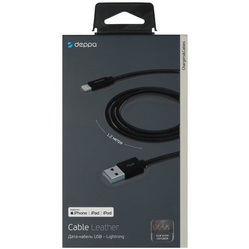 Купить Кабель круглый DEPPA Lightning 8-pin MFI - USB 2.0 Type-A черный 1.2 м  5467737. Характеристики, отзывы и цены в Донецке