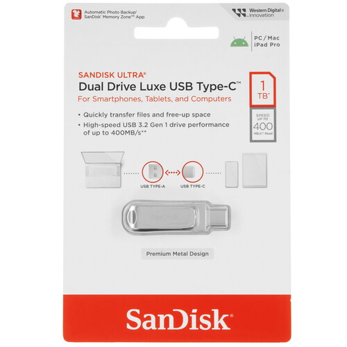 Купить Память OTG USB Flash 1024 ГБ SanDisk Ultra Dual Drive Luxe  9902562. Характеристики, отзывы и цены в Донецке