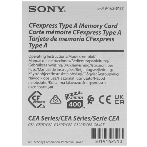 Купить Карта памяти Sony Tough CFexpress Card Type A 160 ГБ [CEA-G160T]  5464261. Характеристики, отзывы и цены в Донецке