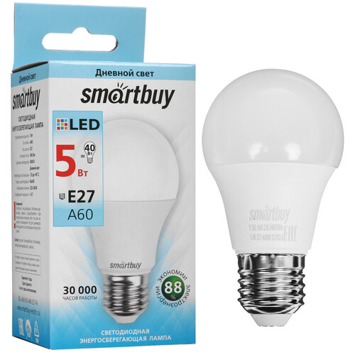 Купить Лампа светодиодная Smartbuy A60-05W/4000/E27  9101614. Характеристики, отзывы и цены в Донецке