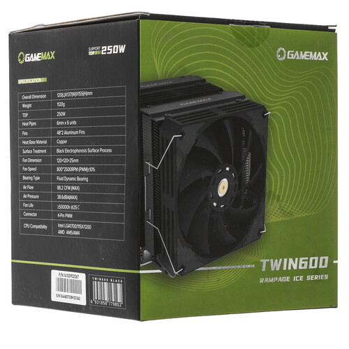 Купить Кулер для процессора GameMax Twin 600 Black  9087648. Характеристики, отзывы и цены в Донецке