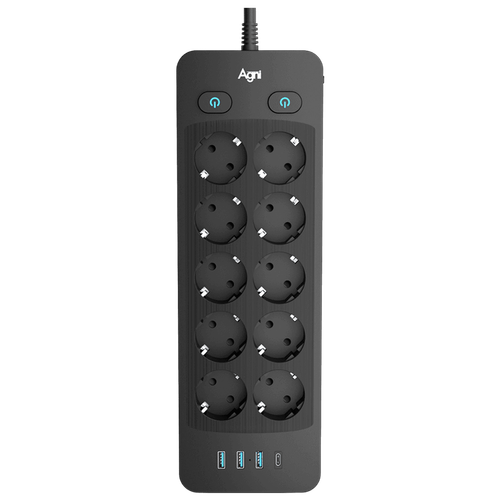 Купить Сетевой фильтр AGNI TP-FO4U10E-C черный  9289336. Характеристики, отзывы и цены в Донецке