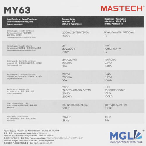 Купить Мультиметр Mastech MY63  1063810. Характеристики, отзывы и цены в Донецке
