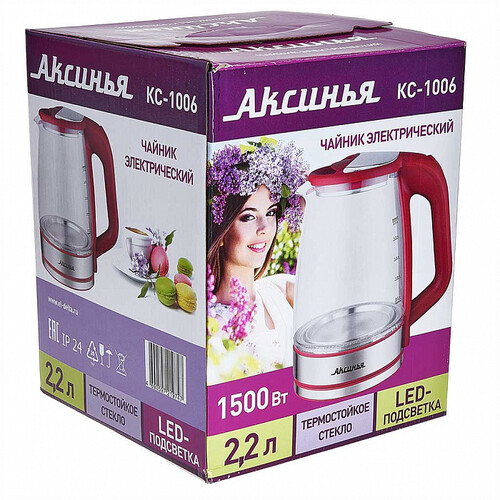 Купить Электрочайник АКСИНЬЯ КС-1006 красный  5364232. Характеристики, отзывы и цены в Донецке