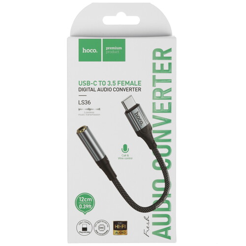 Купить Кабель   Hoco USB Type-C - jack 3.5 мм черный  5474910. Характеристики, отзывы и цены в Донецке