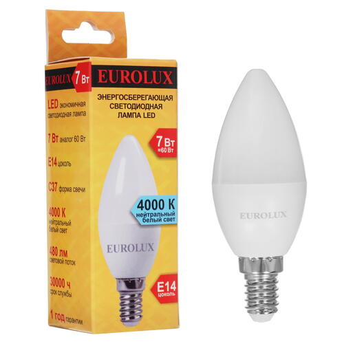 Купить Лампа светодиодная Eurolux LL-E-C37-7W-230-4K-E14  5401705. Характеристики, отзывы и цены в Донецке