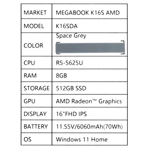 Купить 16" Ноутбук Tecno Megabook K16S серый  5465844. Характеристики, отзывы и цены в Донецке