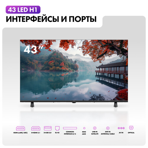 Купить 43" (109 см) Телевизор Haier 43 LED H1 черный  5634516. Характеристики, отзывы и цены в Донецке