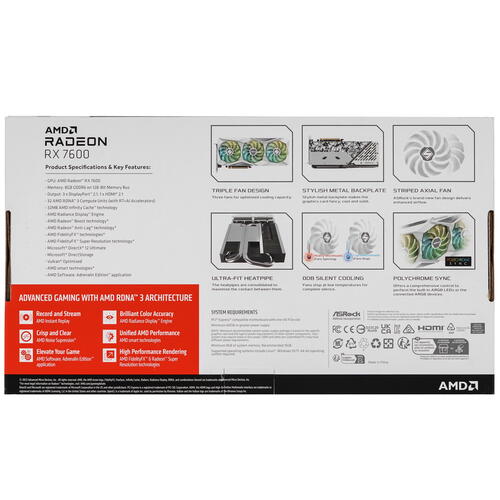 Купить Видеокарта ASRock AMD Radeon RX 7600 Steel Legend OC  5438266. Характеристики, отзывы и цены в Донецке