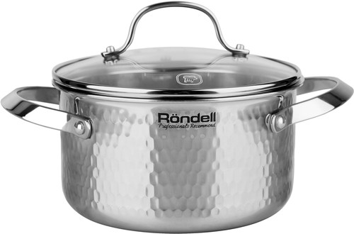 Купить Кастрюля Rondell RainDrops RDS-1295 5.6 л 24 см серебристый  9309619. Характеристики, отзывы и цены в Донецке