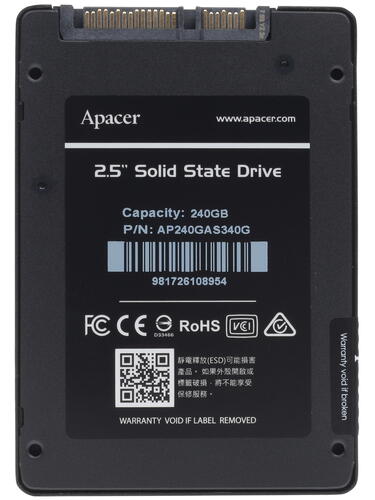 Купить 240 ГБ 2.5" SATA накопитель Apacer AS340 PANTHER [AP240GAS340G-1]  1103748. Характеристики, отзывы и цены в Донецке