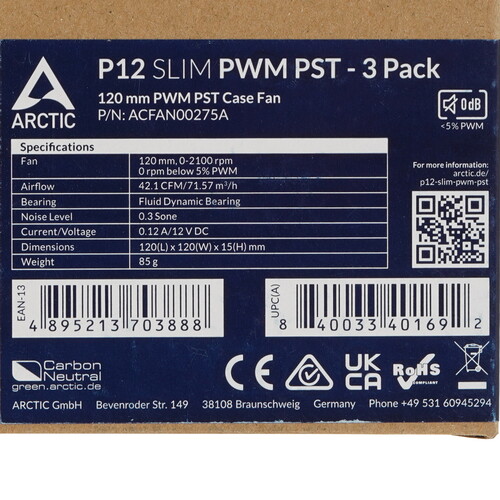 Купить Комплект вентиляторов Arctic Cooling P12 SLIM PWM PST  5416798. Характеристики, отзывы и цены в Донецке