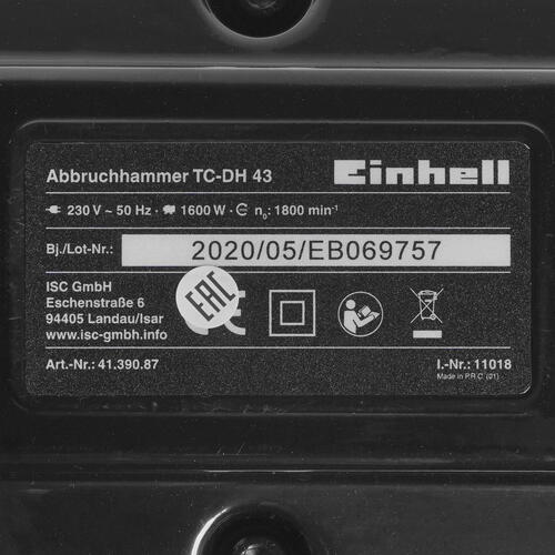Купить Отбойный молоток Einhell TC-DH 43  8193671. Характеристики, отзывы и цены в Донецке