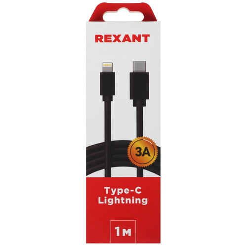 Купить Кабель круглый REXANT Lightning 8-pin - USB Type-C черный 1 м  9131360. Характеристики, отзывы и цены в Донецке