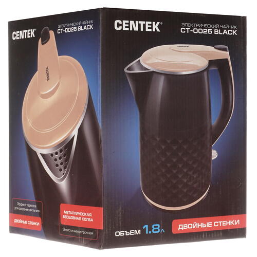 Купить Электрочайник Centek CT-0025 черный  8192733. Характеристики, отзывы и цены в Донецке