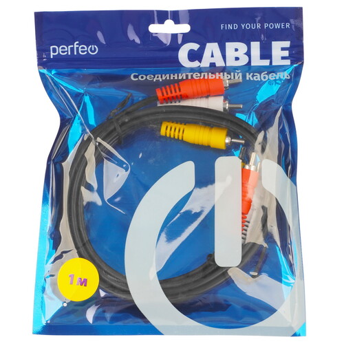 Купить Кабель   Perfeo 3RCA - 3RCA черный  5620255. Характеристики, отзывы и цены в Донецке