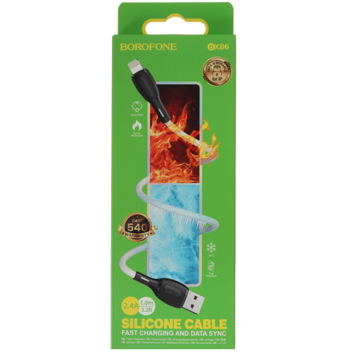 Купить Кабель круглый Borofone Lightning 8-pin - USB 2.0 Type-A белый 1 м  5475110. Характеристики, отзывы и цены в Донецке